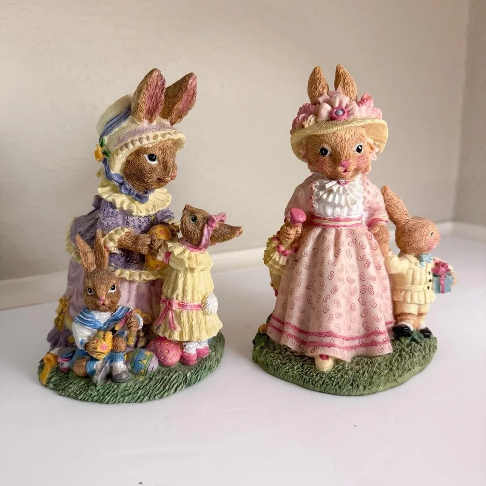 Easter Figurines- The Victorian Collection- Cottage Core. Vintage. 1995 Set Of 2